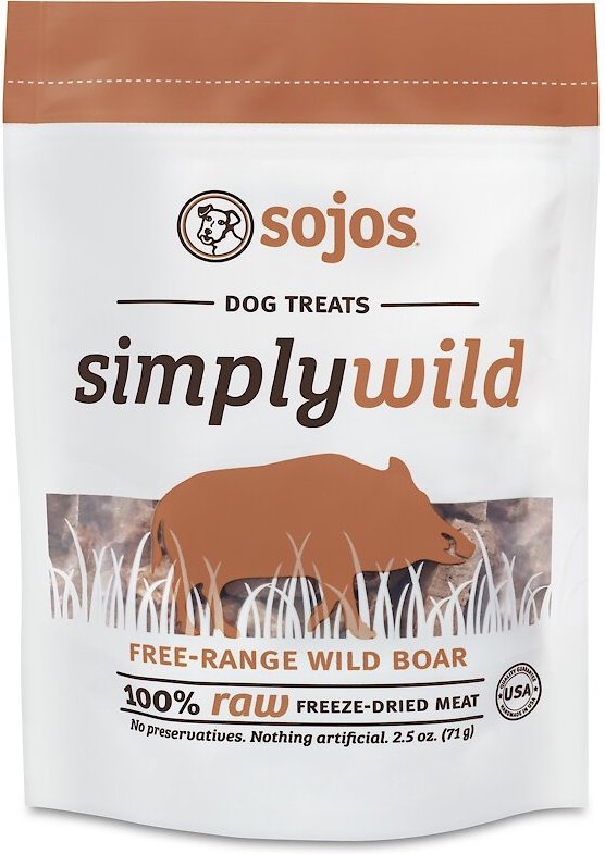SOJOS Simply Wild Boar FreezeDried Dog Treats, 2.5oz bag