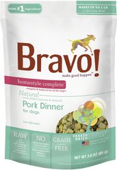 Bravo! Homestyle Complete Pork Dinner Grain-Free Freeze-Dried Dog Food, 3-oz bag