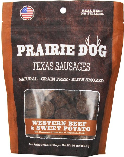 Prairie Dog Texas Sausages Western Beef & Sweet Potato Grain-Free Dog Treats, 16-oz bag slide 1 of 5
