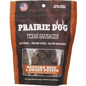 Prairie Dog Texas Sausages Western Beef & Sweet Potato Grain-Free Dog Treats, 16-oz bag