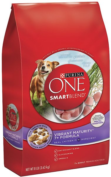 PURINA ONE SmartBlend Vibrant Maturity 7+ Formula Adult Premium Dry Dog  Food, 8-lb bag 