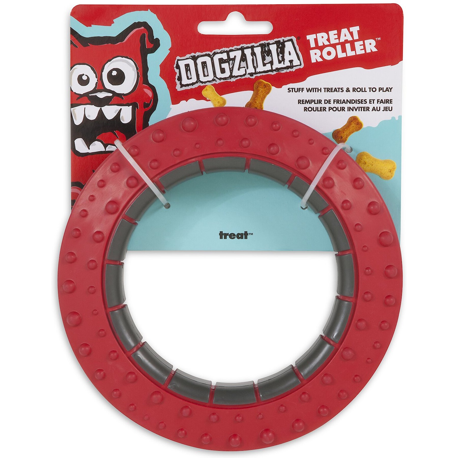 Dogzilla Rubber Treat Dispensing Dog Toys Small Red