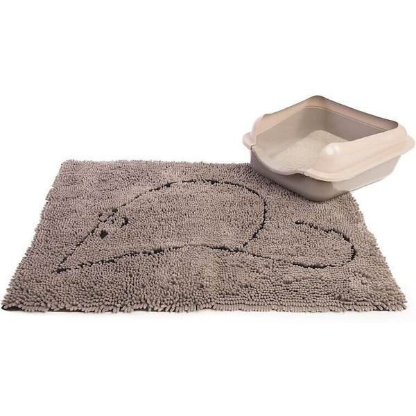PETFUSION ToughGrip Gray Cat Litter Mat, Large