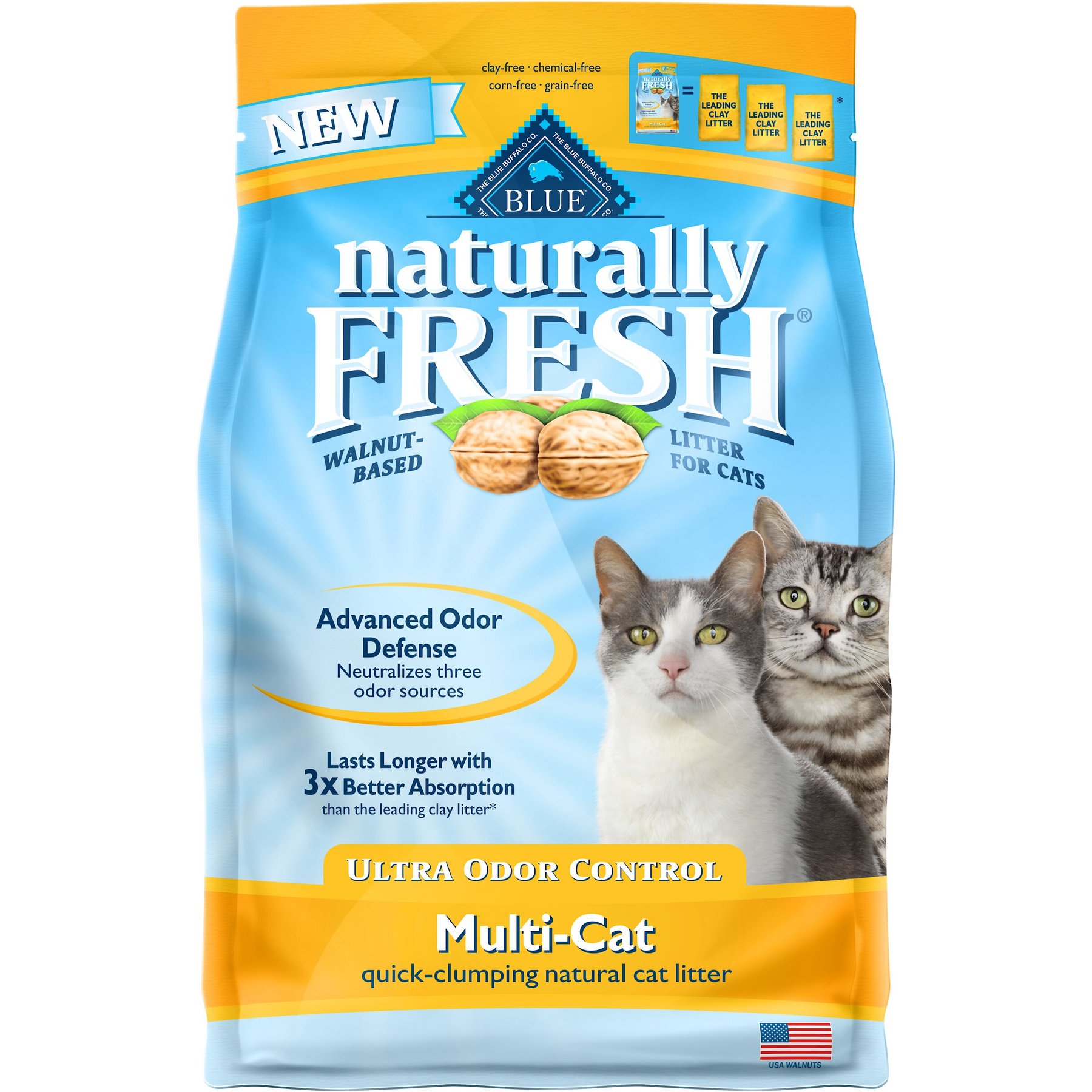 Discontinued BLUE BUFFALO Naturally Fresh Unscented Clumping Walnut Cat Litter 6 lb bag Chewy