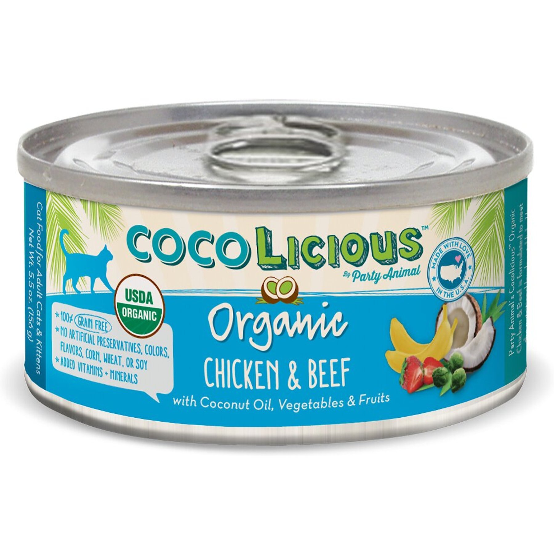 Party Animal Cocolicious Organic Chicken Beef Grain Free Canned Cat Food