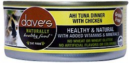 Dave's Pet Food Naturally Healthy Grain-Free Ahi Tuna Dinner with Chicken Canned Cat Food, 5.5-oz, case of 24 slide 1 of 5
