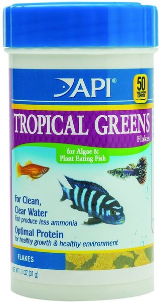 API Tropical Greens Flakes Algae & Plant Eating Fish Food, 1.1-oz bottle slide 1 of 5