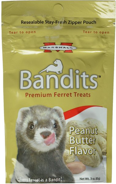 Marshall Bandits Premium Peanut Butter Flavor Ferret Treats, 3-oz bag slide 1 of 5