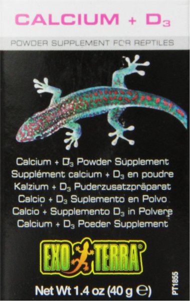 Exo Terra Calcium + Vitamin D3 Powder Reptile Supplement, 1.4-oz box slide 1 of 3