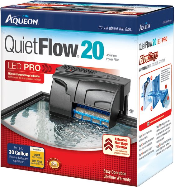Aqueon QuietFlow LED PRO Aquarium Power Filter, Size 20,125 GPH slide 1 of 8