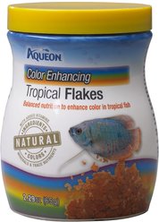 Aqueon Color Enhancing Tropical Flakes Freshwater Fish Food, 2.29-oz jar