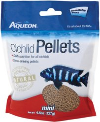Aqueon Mini Cichlid Pellet Fish Food, 4.5-oz jar