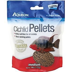 Aqueon Medium Cichlid Pellet Fish Food, 4-oz jar
