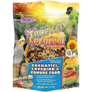 Brown's Tropical Carnival Gourmet Cockatiel Food, 3-lb bag