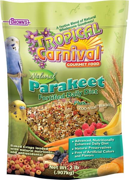 Brown's Tropical Carnival with ZOO-Vital Biscuits Parakeet Food, 2-lb bag slide 1 of 5