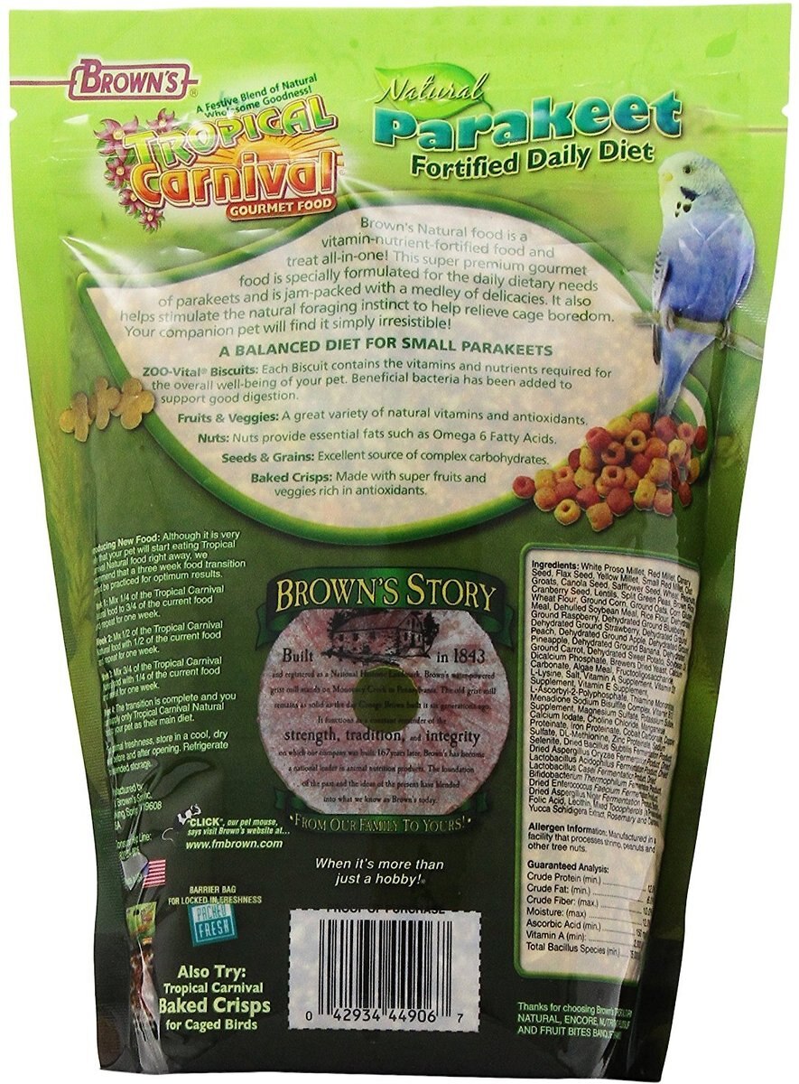 Brown's Tropical Carnival ZOO-Vital Parakeet & Budgie Food