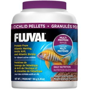 Fluval Multi Protein Formula Cichlid Pellets Fish Food, 5.29-oz jar