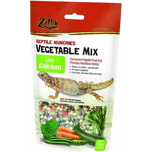 Zilla Reptile Munchies Vegetable Mix with Calcium Lizard Food, 4-oz bag
