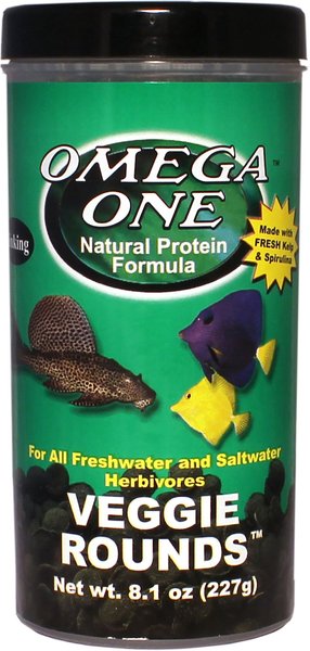 Omega One Sinking Veggie Rounds Freshwater & Saltwater Fish Food, 8.1-oz jar slide 1 of 2