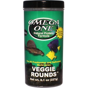 Omega One Sinking Veggie Rounds Freshwater & Saltwater Fish Food, 8.1-oz jar