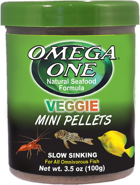 Omega One Veggie Slow Sinking Mini Pellets Fish Food, 3.5-oz jar slide 1 of 2