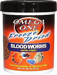 Omega One Freeze-Dried Blood Worms Freshwater & Marine Fish Treat, .46-oz jar