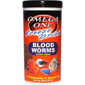 Omega One Freeze-Dried Blood Worms Freshwater & Marine Fish Treat, .96-oz jar