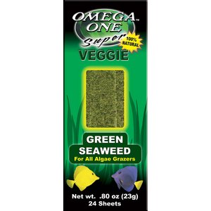 Omega One Super Veggie Green Seaweed Algae Grazer Fish Food, 24-sheets