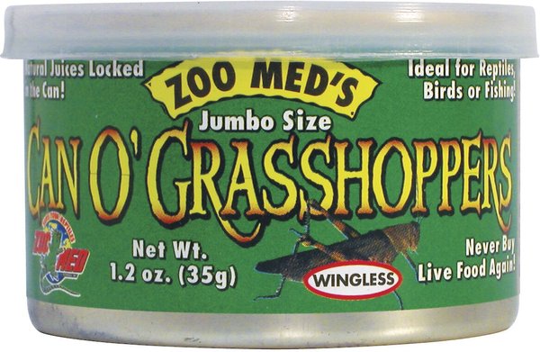 Zoo Med Jumbo Can O' Grasshoppers Reptile & Bird Food, 1.2-oz can slide 1 of 2