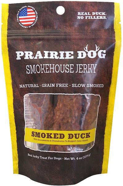 Prairie Dog Smokehouse Jerky Smoked Duck Dog Treats, 4-oz-bag slide 1 of 5