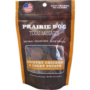 Prairie Dog Texas Sausages Country Chicken & Sweet Potato Grain-Free Dog Treats, 4-oz bag