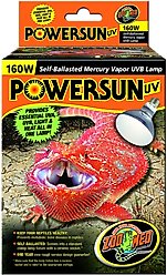 Zoo Med PowerSun UV Self-Ballasted Mercury Vapor UVB Reptile Terrarium Lamp, 160-Watt