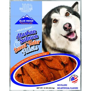 Blue Ridge Naturals Alaskan Salmon & Sweet Tater Fillets Dog Treats, 12-oz bag