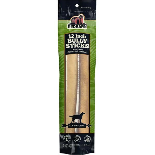 REDBARN Naturals Braided Bully Sticks 12" Dog Treats, 2 count