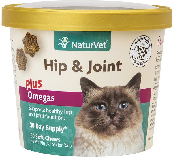 NaturVet Hip & Joint Plus Omegas Soft Chews Joint Supplement for Cats, 60 count slide 1 of 3