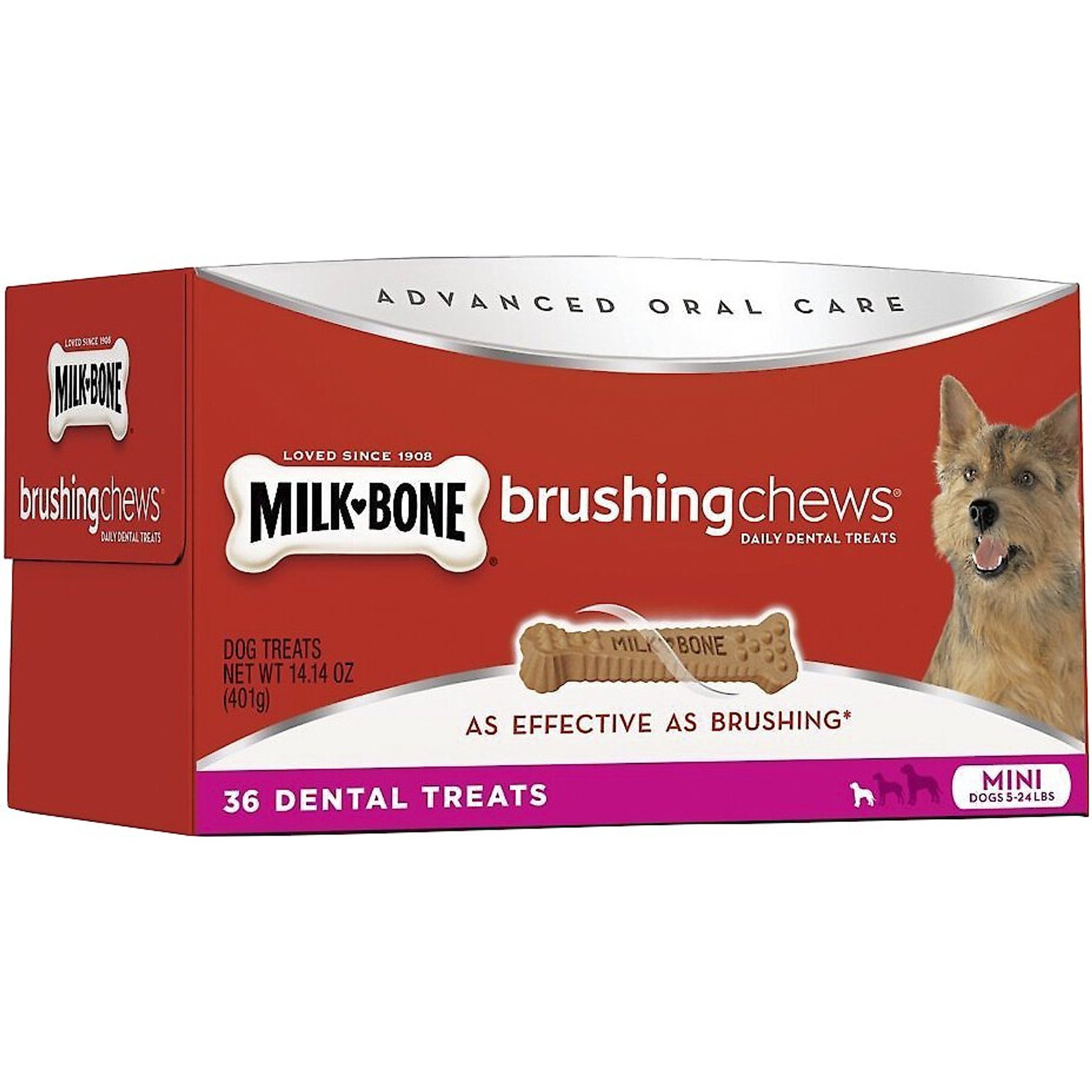 MILK BONE Original Brushing Chews Daily Dental Dog Treats Mini 48 count Chewy