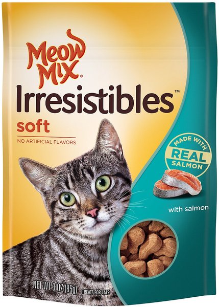 Meow Mix Irresistibles Soft Salmon Cat Treats, 3-oz bag slide 1 of 5