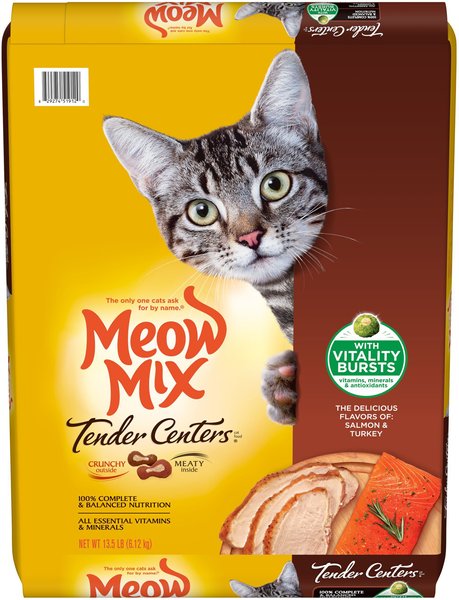 Meow Mix Tender Centers Salmon & Turkey Dry Cat Food, 13.5-lb bag slide 1 of 2