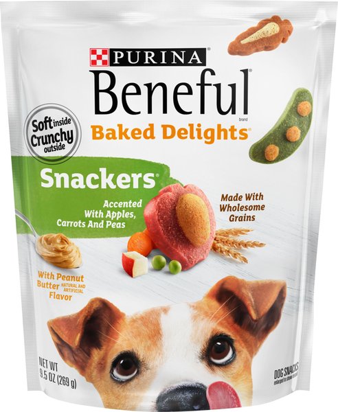 Purina Beneful Baked Delights Snackers with Apples, Carrots, Peas & Peanut Butter Dog Treats, 9.5-oz bag slide 1 of 11
