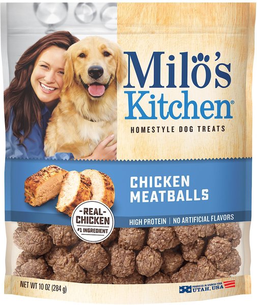 Milo's Kitchen Chicken Meatballs Dog Treats, 10-oz bag slide 1 of 4