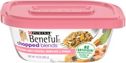 Purina Beneful Chopped Blends with Salmon, Sweet Potatoes, Brown Rice & Spinach Wet Dog Food, 10-oz container, case of 8
