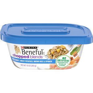 Purina Beneful Chopped Blends with Turkey, Sweet Potatoes, Brown Rice & Spinach Wet Dog Food, 10-oz container, case of 8