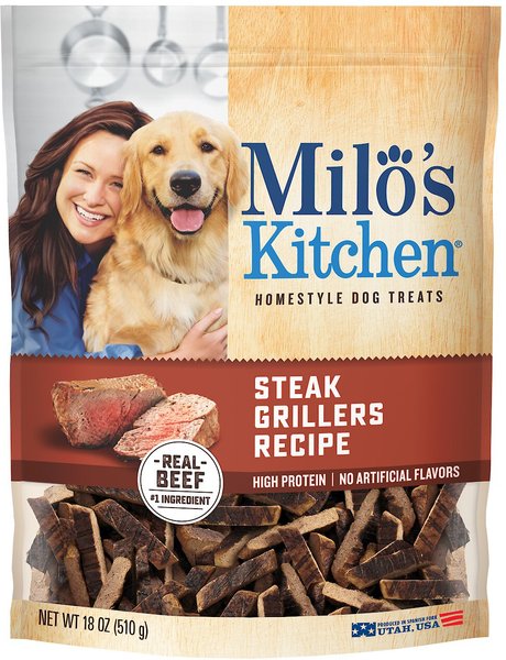 Milo's Kitchen Steak Grillers Recipe with Angus Steak Dog Treats, 18-oz bag slide 1 of 4