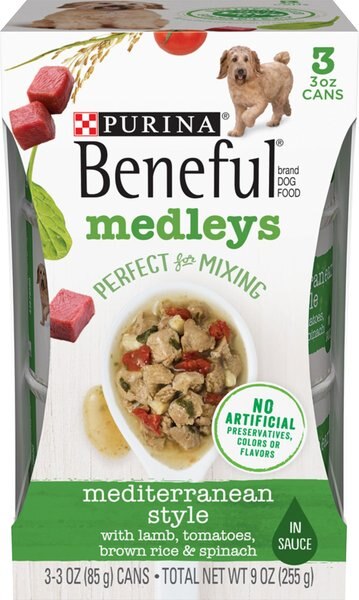 Purina Beneful Medleys Mediterranean Style Canned Dog Food, 3-oz, pack of 3 slide 1 of 10