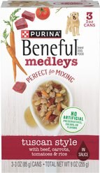 Purina Beneful Medleys Tuscan Style Canned Dog Food, 3-oz, pack of 3