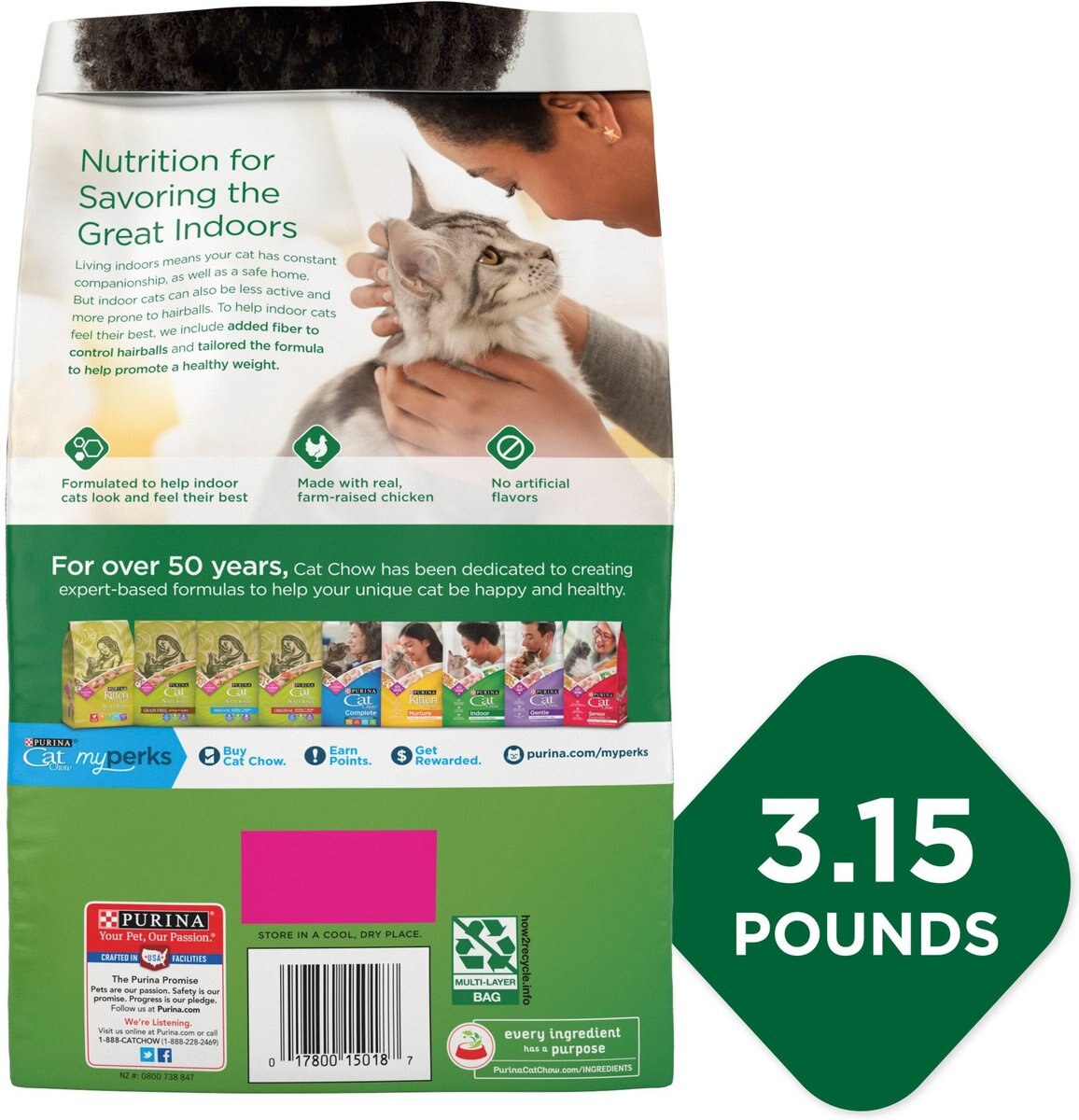 CAT CHOW Indoor Hairball & Healthy Weight Dry Cat Food, 3.15lb bag
