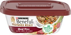 Purina Beneful Prepared Meals Beef Stew with Peas, Carrots, Rice & Barley Wet Dog Food, 10-oz, case of 8