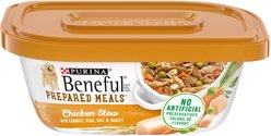 Purina Beneful Prepared Meals Chicken Stew with Rice, Carrots, Peas & Barley Wet Dog Food, 10-oz, case of 8