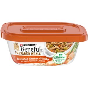 Purina Beneful Prepared Meals Simmered Chicken Medley with Green Beans, Carrots & Wild Rice Wet Dog Food, 10-oz, case of 8