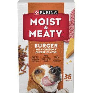 Moist & Meaty Burger with Cheddar Cheese Flavor Dry Dog Food, 6-oz pouch, case of 36